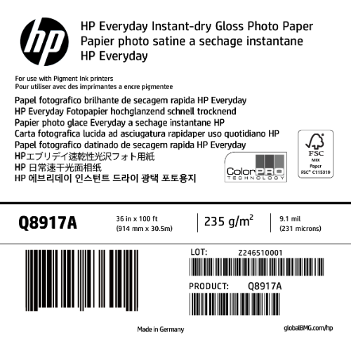 HP Q8917A 36인치 고속건조 광택 인화지