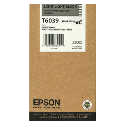 EPSON T6039 연한 회색 220㎖ 정품 잉크 카트리지 (C13T603900)