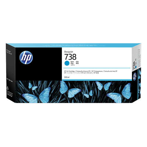 HP 738 파랑 300㎖ 정품 잉크 카트리지 (676M6A)