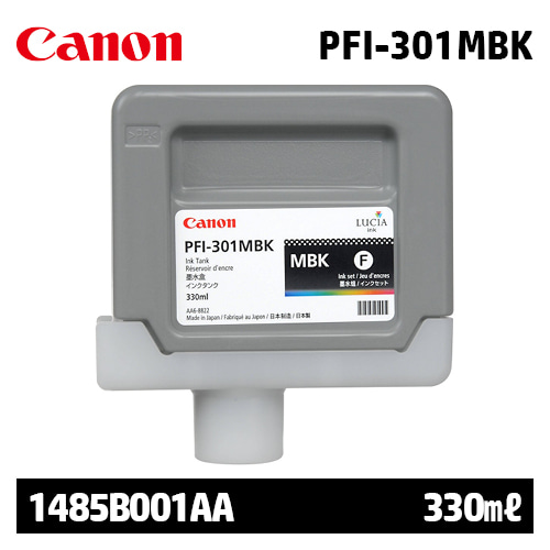 캐논 PFI-301MBK 330㎖ 매트 검정(Matte Black) 정품 잉크 카트리지 (1485B001AA)